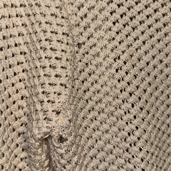 Tommy Bahama Open Knit Cream Sweater with silver metallic, medium knit - Picture 6 of 6